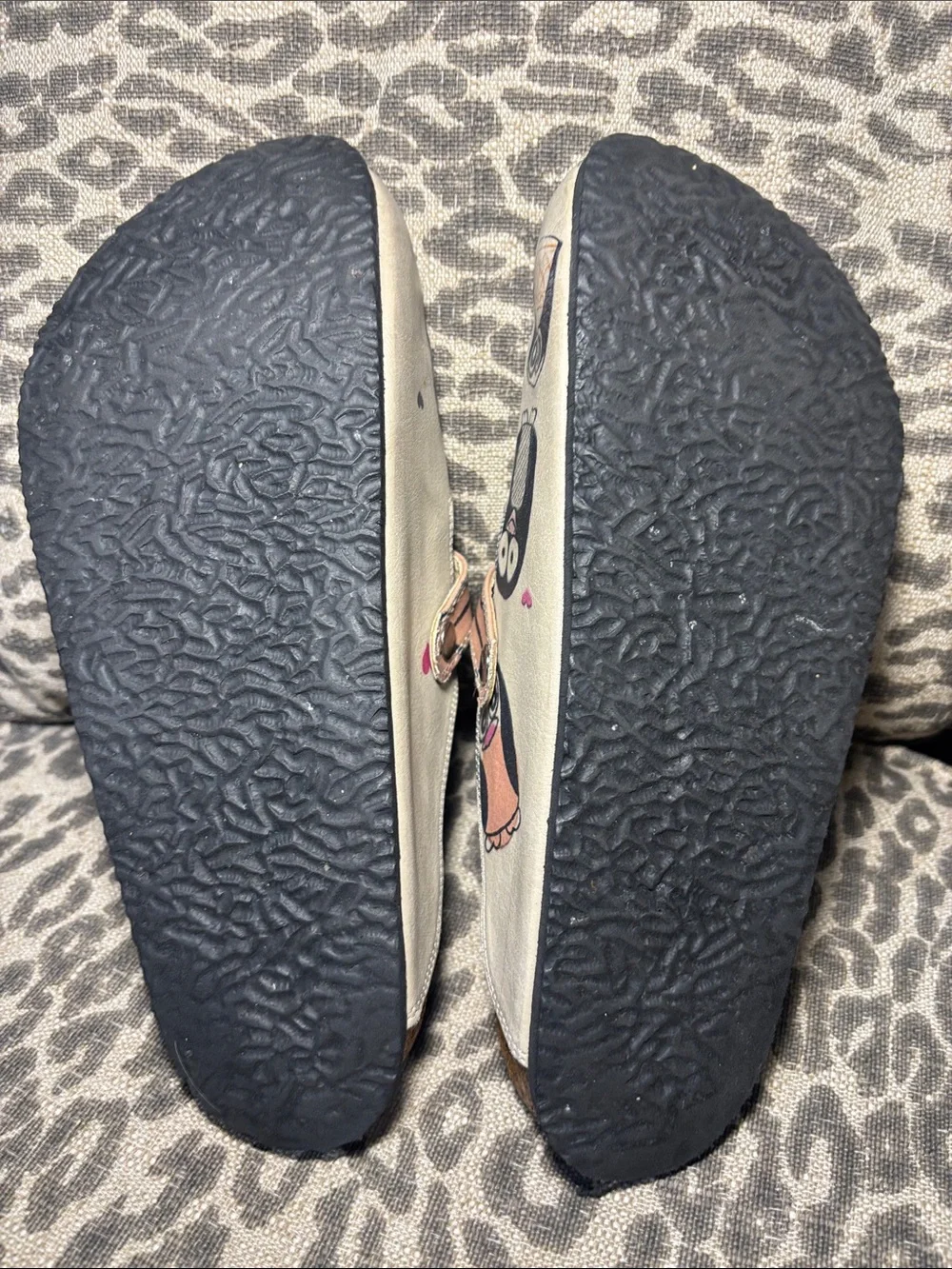 Calceo leather clogs penguin print mismatch cute casual shoes size 41 womens 10 - Picture 4 of 11